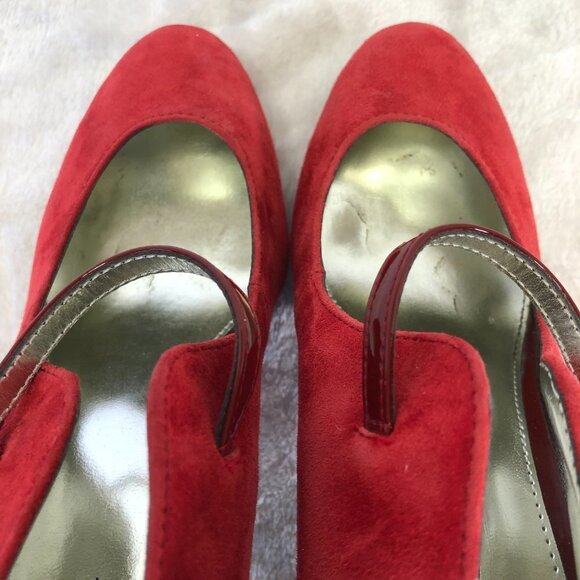 Alfani Red Suede Platform Stiletto Pump Heels Size 7.5M - Picture 8 of 13